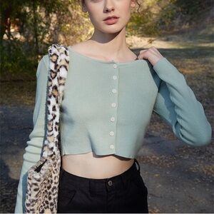 Sold! Brandy Melville Green Long Sleeve Crop Button Down